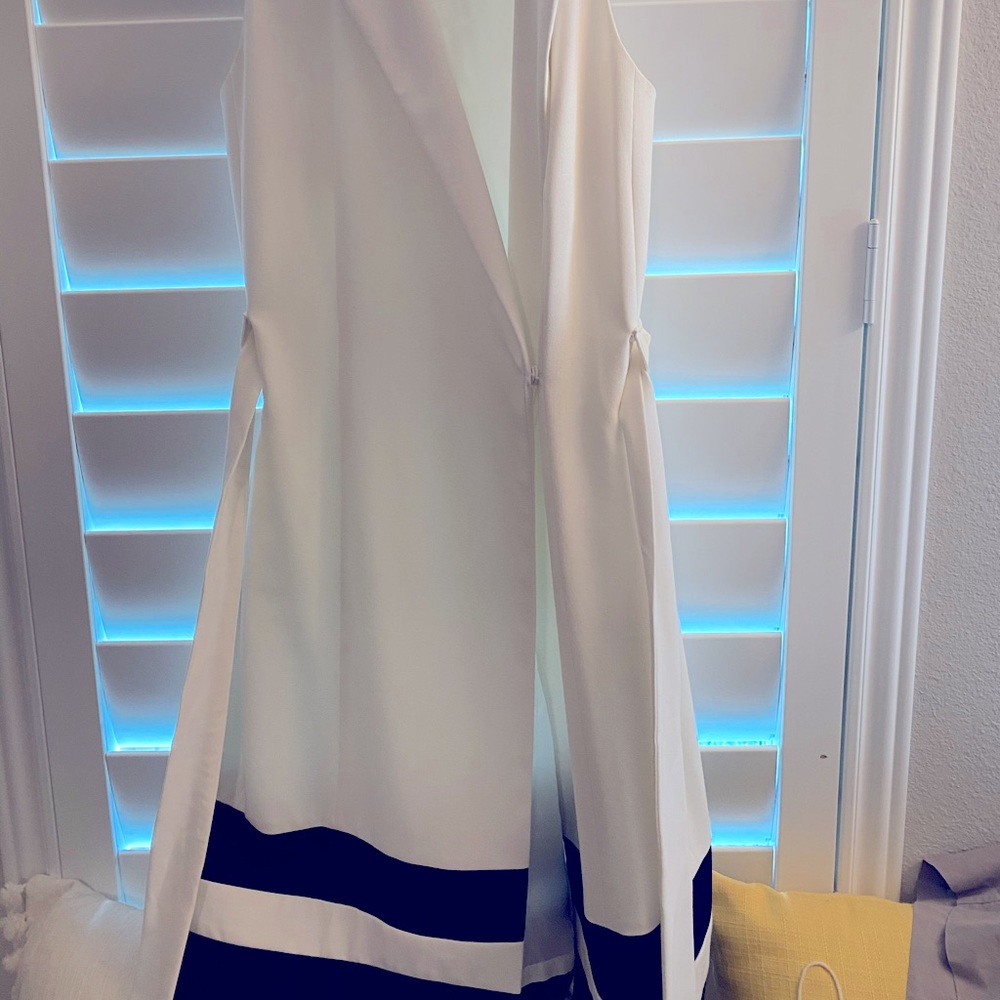 Calvin Klein white with black stripe dress